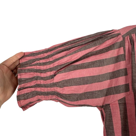 Mille Striped Pink and Brown Women's Top Preppy academia boho girly - Picture 6 of 14